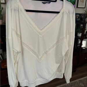SHEIN White Lace Accent Blouse